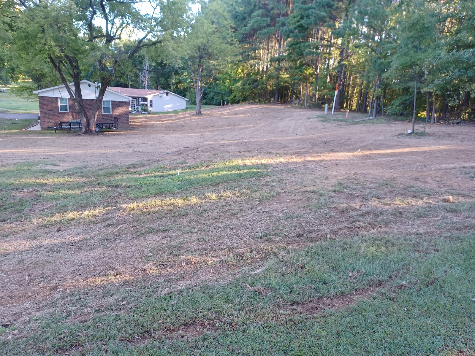 Cleared and seeded yard after grading