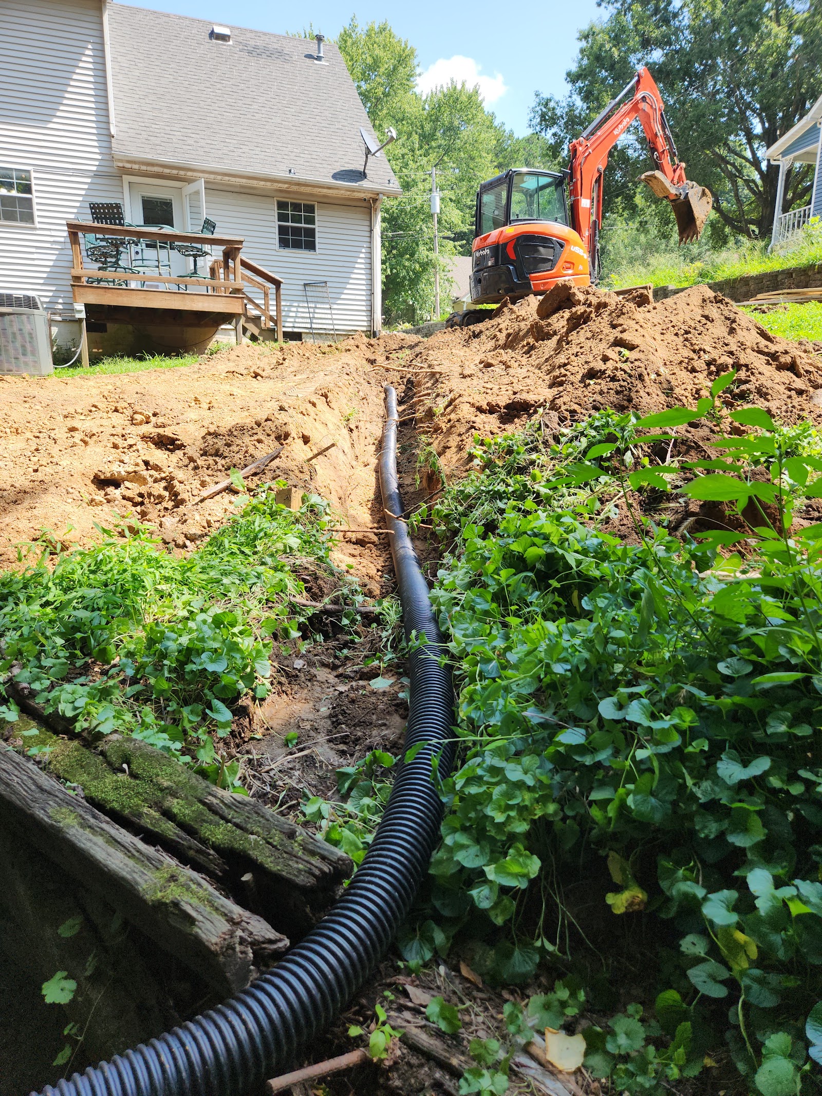 Drainage pipe installed along a home foundation